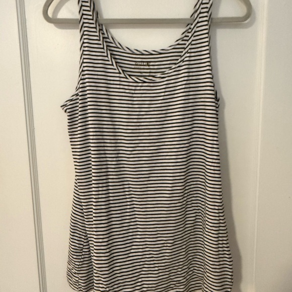 NWT Women's Black and White Striped Tank Top - Picture 1 of 5